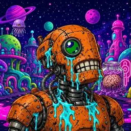 Oozlings #9868, Rusty Robot · Neon City