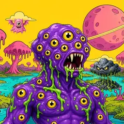Oozlings #9869, Eyeball Cluster · Turquoise Swamp