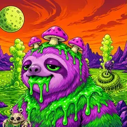 Oozlings #987, Mutated Slime Sloth · Acid Lake