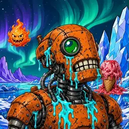 Oozlings #9872, Rusty Robot · Aurora Ice