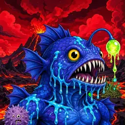 Oozlings #9874, Anglerfish · Lava Fields