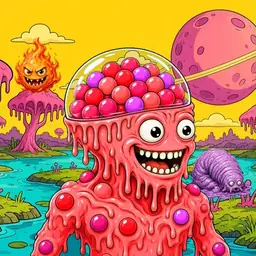 Oozlings #9883, Mutated Gumball Brain · Turquoise Swamp