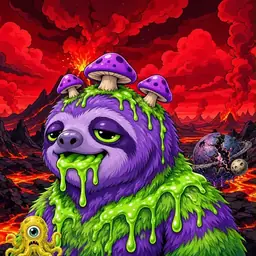 Oozlings #9884, Slime Sloth · Lava Fields