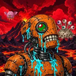Oozlings #9887, Rusty Robot · Lava Fields