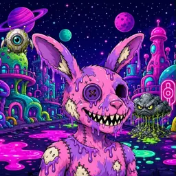 Oozlings #9892, Zombie Bunny · Neon City