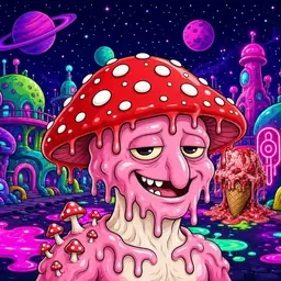 Oozlings #990, Mushroom Head · Neon City