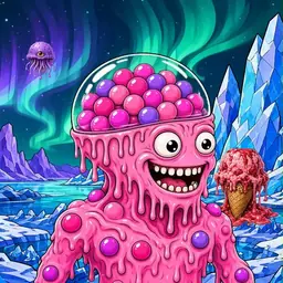 Oozlings #9913, Gumball Brain · Aurora Ice