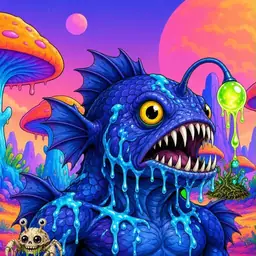 Oozlings #9917, Anglerfish · Mushroom Desert