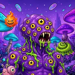 Oozlings #9921, Eyeball Cluster · Fungus Forest