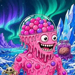 Oozlings #9922, Gumball Brain · Aurora Ice