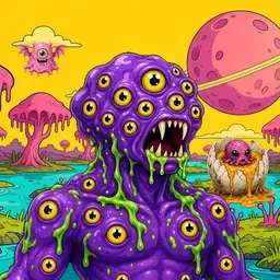 Oozlings #9929, Eyeball Cluster · Turquoise Swamp