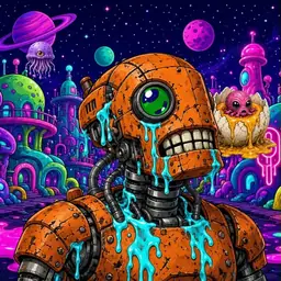 Oozlings #993, Rusty Robot · Neon City