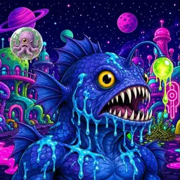 Oozlings #9933, Anglerfish · Neon City