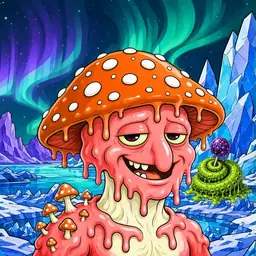 Oozlings #9937, Mutated Mushroom Head · Aurora Ice