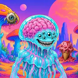 Oozlings #9947, Jellyfish Brain · Mushroom Desert