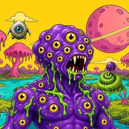 Oozlings #9950, Eyeball Cluster · Turquoise Swamp