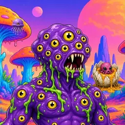 Oozlings #9956, Eyeball Cluster · Mushroom Desert