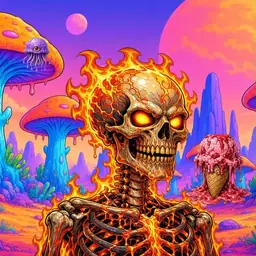 Oozlings #9964, Fire Skull · Mushroom Desert