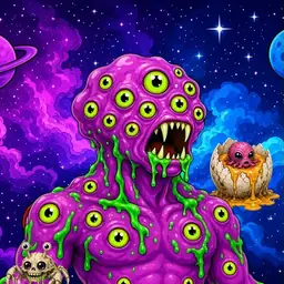 Oozlings #997, Mutated Eyeball Cluster · Void Nebula