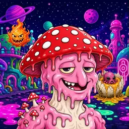 Oozlings #9973, Mushroom Head · Neon City