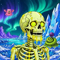 Oozlings #9976, Mutated Skull · Aurora Ice
