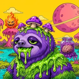 Oozlings #9985, Slime Sloth · Turquoise Swamp