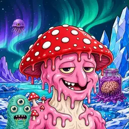 Oozlings #9993, Mushroom Head · Aurora Ice