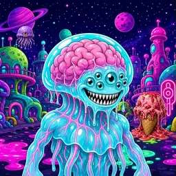 Oozlings #9995, Jellyfish Brain · Neon City