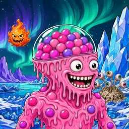 Oozlings #9998, Gumball Brain · Aurora Ice