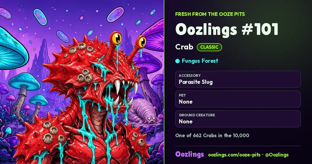 Oozlings #101, a Classic Crab in Fungus Forest