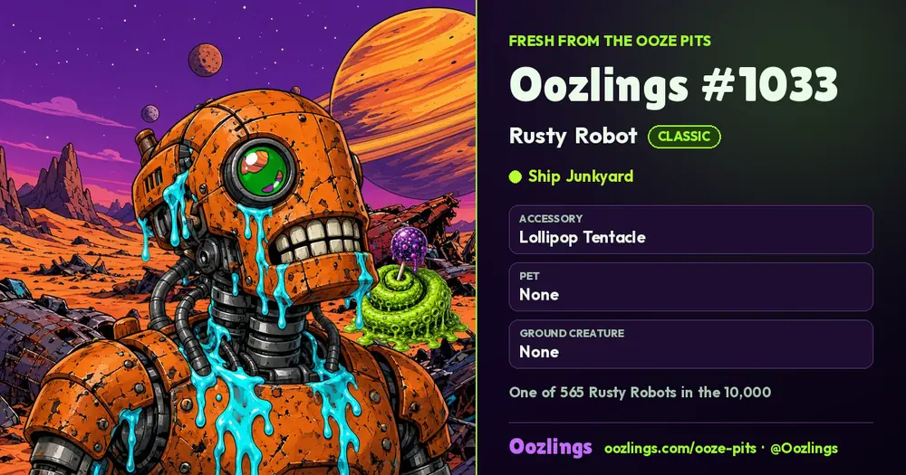 Oozlings #1033, a Classic Rusty Robot in Ship Junkyard