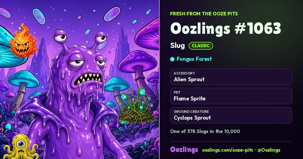 Oozlings #1063, a Classic Slug in Fungus Forest
