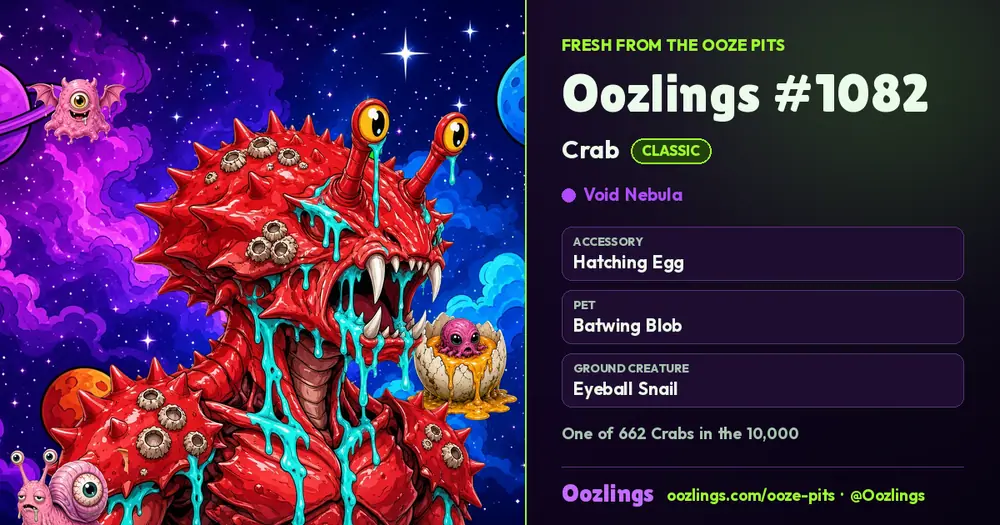 Oozlings #1082, a Classic Crab in Void Nebula