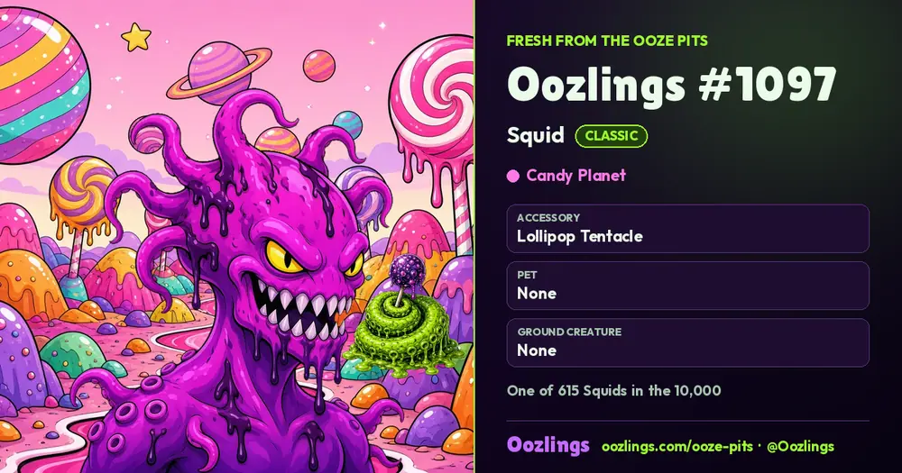 Oozlings #1097, a Classic Squid in Candy Planet
