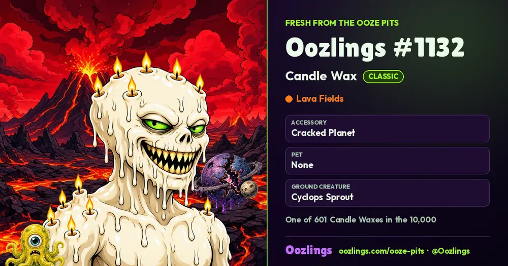 Oozlings #1132, a Classic Candle Wax in Lava Fields