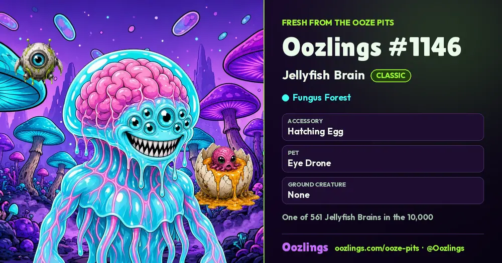 Oozlings #1146, a Classic Jellyfish Brain in Fungus Forest