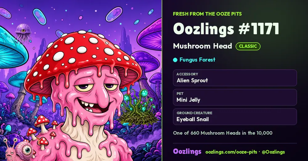 Oozlings #1171, a Classic Mushroom Head in Fungus Forest