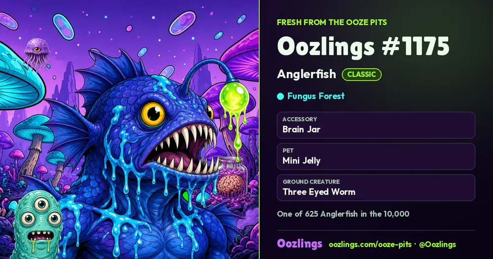 Oozlings #1175, a Classic Anglerfish in Fungus Forest