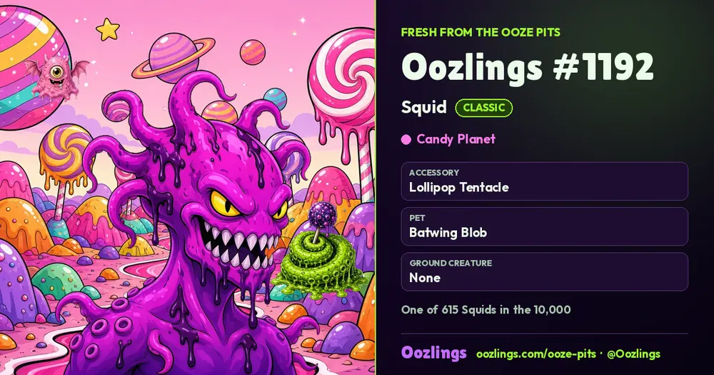 Oozlings #1192, a Classic Squid in Candy Planet