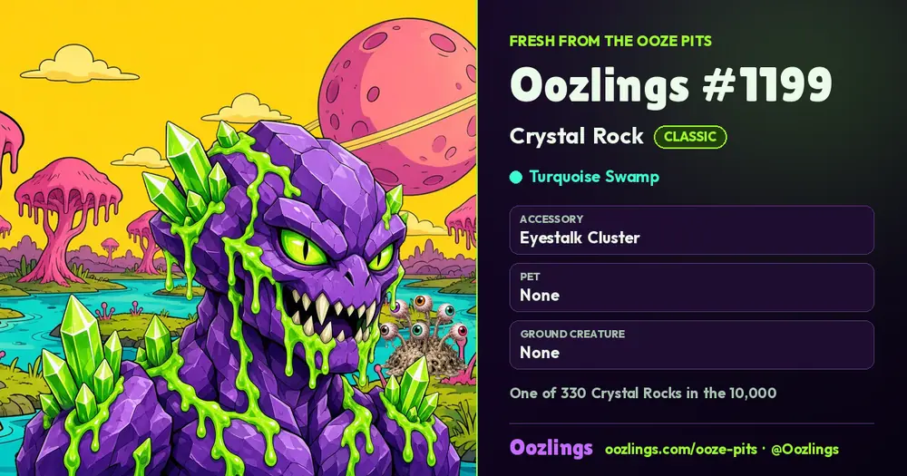 Oozlings #1199, a Classic Crystal Rock in Turquoise Swamp