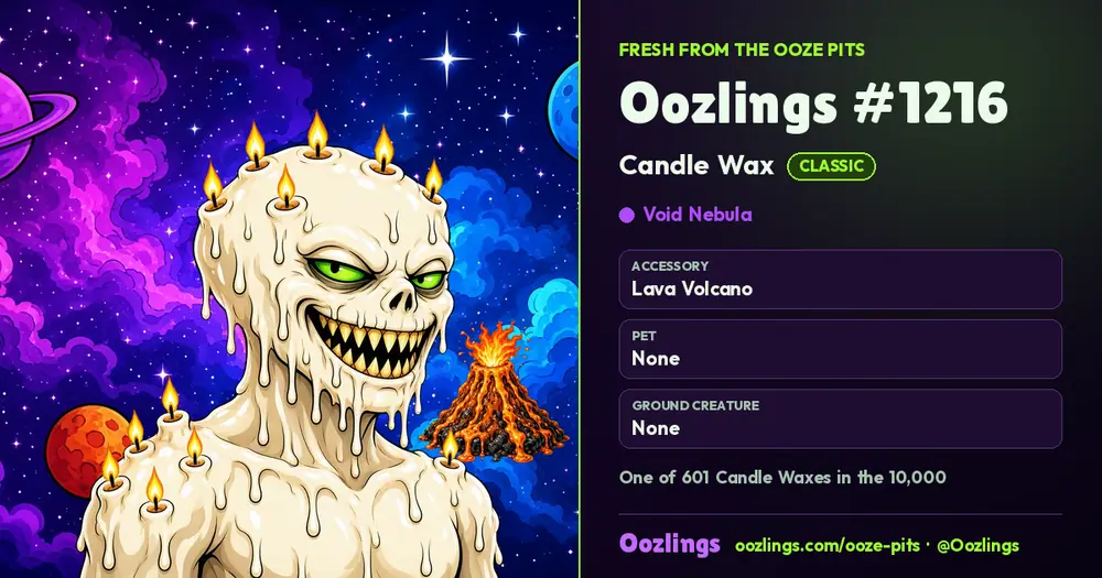 Oozlings #1216, a Classic Candle Wax in Void Nebula