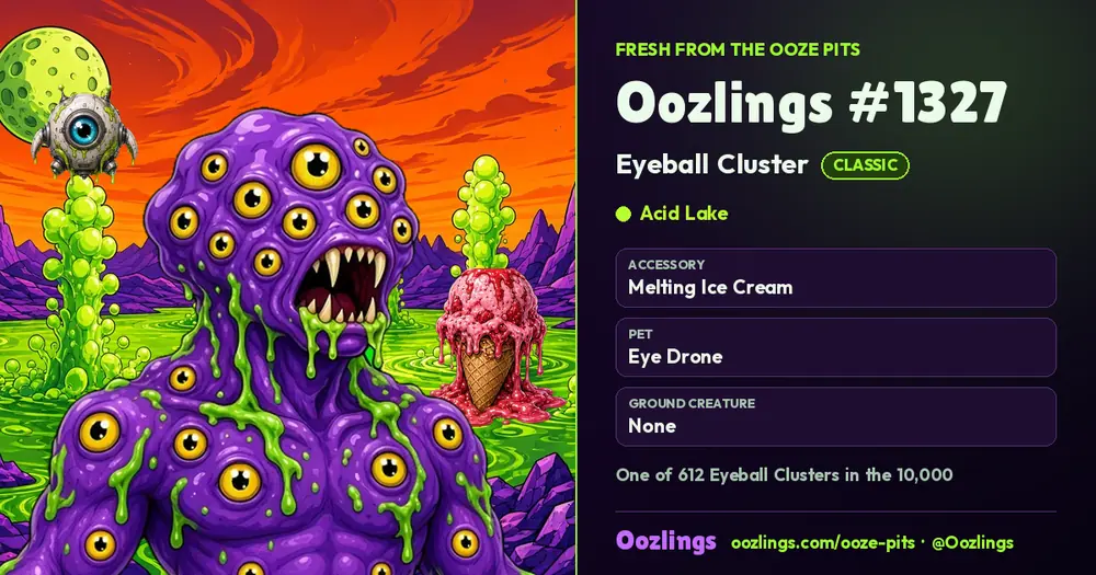 Oozlings #1327, a Classic Eyeball Cluster in Acid Lake