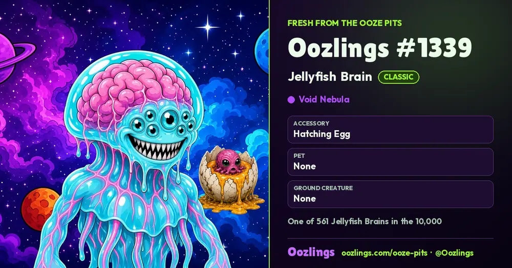 Oozlings #1339, a Classic Jellyfish Brain in Void Nebula