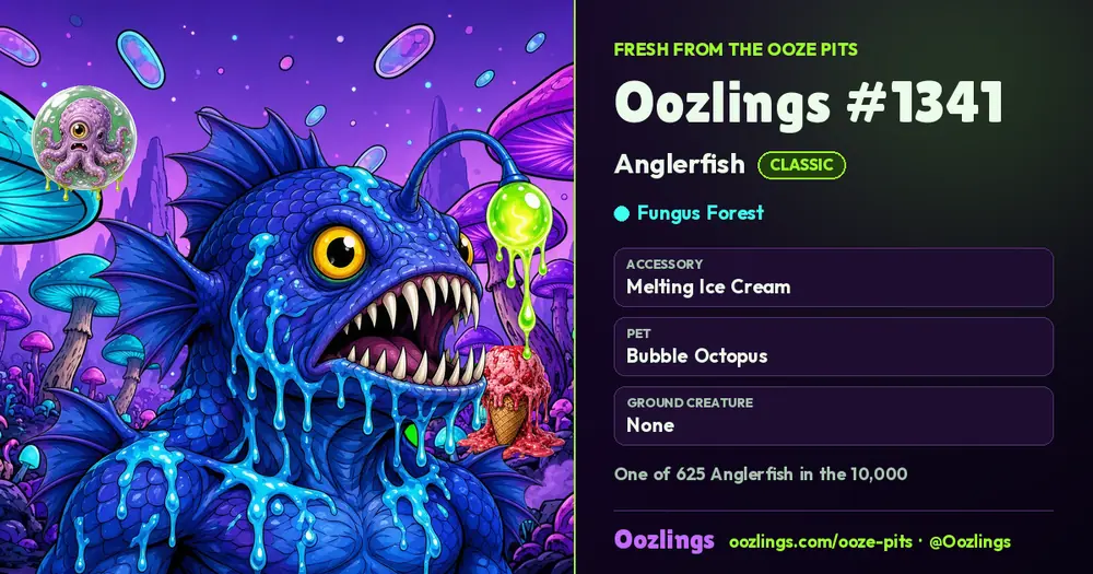 Oozlings #1341, a Classic Anglerfish in Fungus Forest