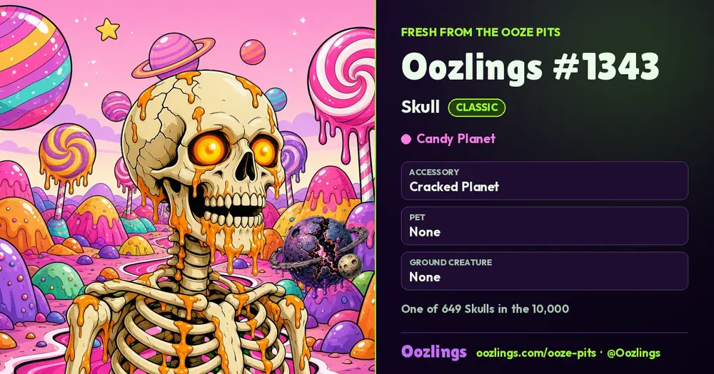 Oozlings #1343, a Classic Skull in Candy Planet