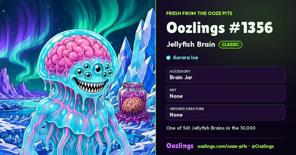 Oozlings #1356, a Classic Jellyfish Brain in Aurora Ice