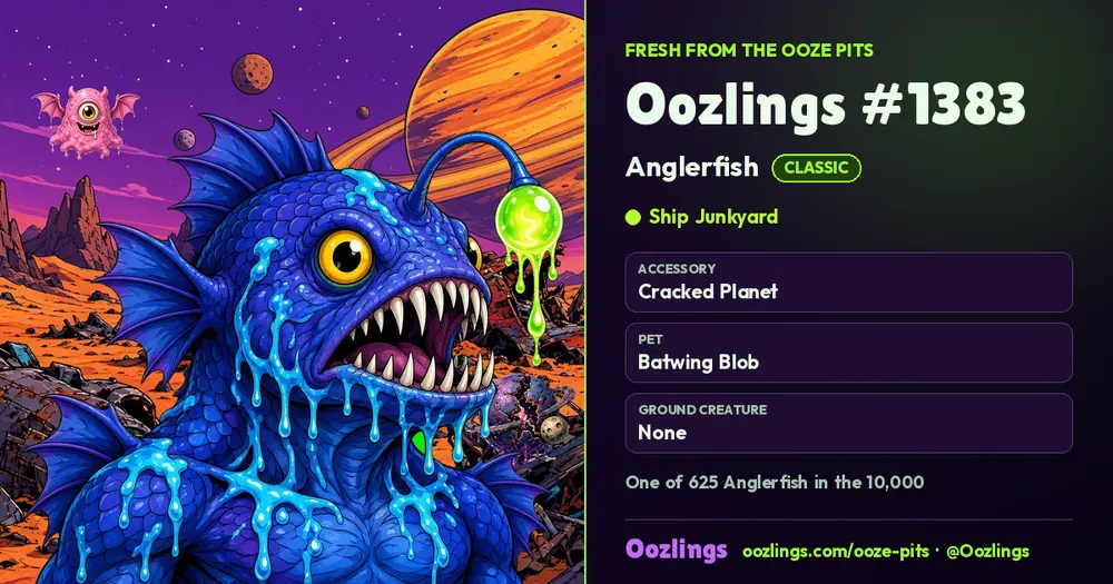 Oozlings #1383, a Classic Anglerfish in Ship Junkyard