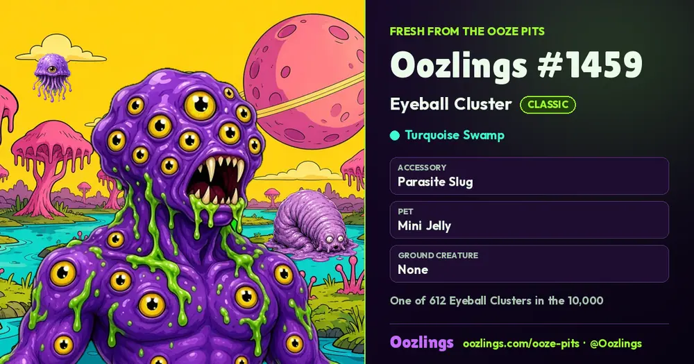 Oozlings #1459, a Classic Eyeball Cluster in Turquoise Swamp