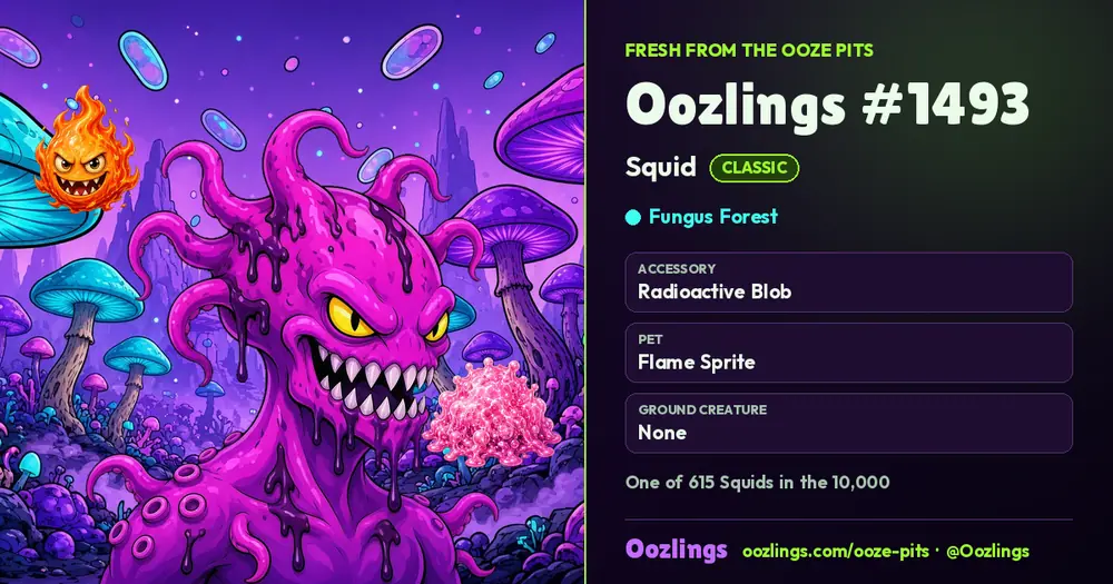 Oozlings #1493, a Classic Squid in Fungus Forest