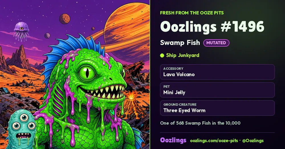 Oozlings #1496, a Mutated Swamp Fish in Ship Junkyard
